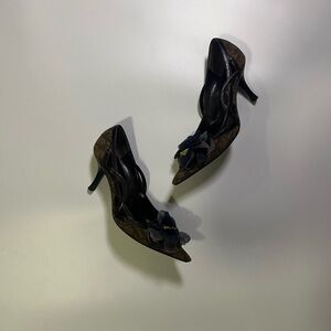 vintage dior floral decal monogram heels